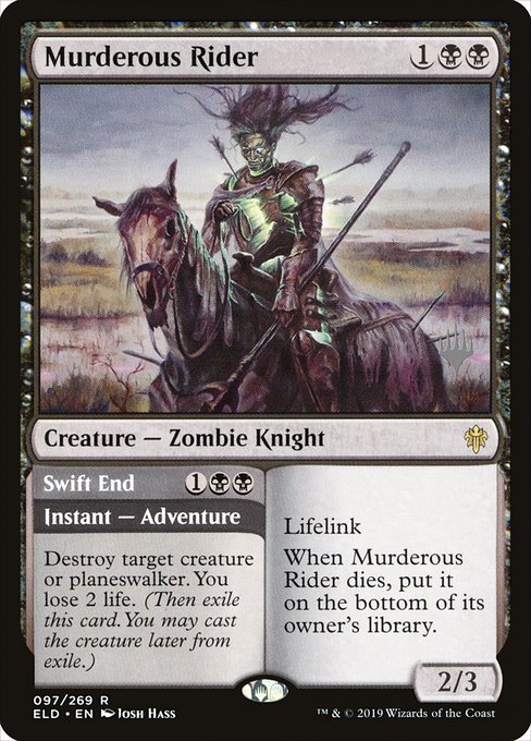 Murderous Rider // Swift End (97p) [Throne of Eldraine Promos]