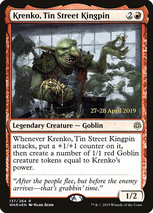 Krenko, Tin Street Kingpin (137s) [War of the Spark Promos]
