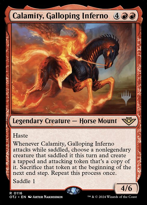 Calamity, Galloping Inferno (116p) [Outlaws of Thunder Junction Promos]