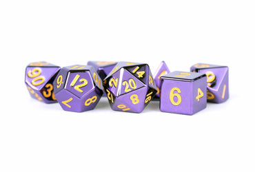 Purple with Gold Numbers Polyhedral Dice Set image 0
