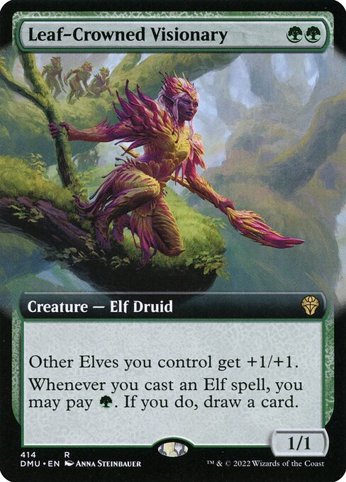 Leaf-Crowned Visionary (414) [Dominaria United] [Extended Art]
