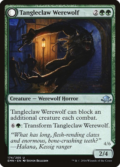 Tangleclaw Werewolf // Fibrous Entangler (174) [Eldritch Moon]