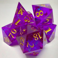 Purple and Gold Sharp Edged Shimmering Plasma 7pc Dice Set image 0