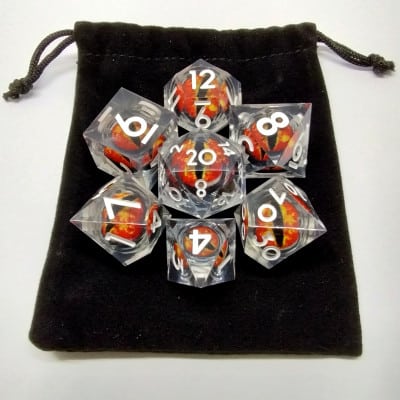Liquid Core Translucent With Red Dragon Eye 7 Piece Dice Set image 0