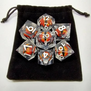 Liquid Core Translucent With Red Dragon Eye 7 Piece Dice Set image 0