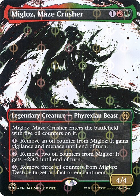 Migloz, Maze Crusher (470) [Phyrexia: All Will Be One] [Showcase, Borderless]
