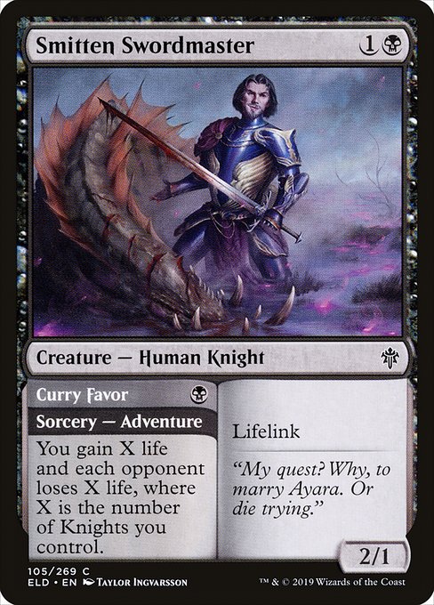 Smitten Swordmaster // Curry Favor (105) [Throne of Eldraine]